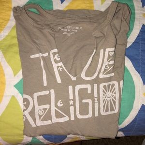 Oversized distressed true religion shirt